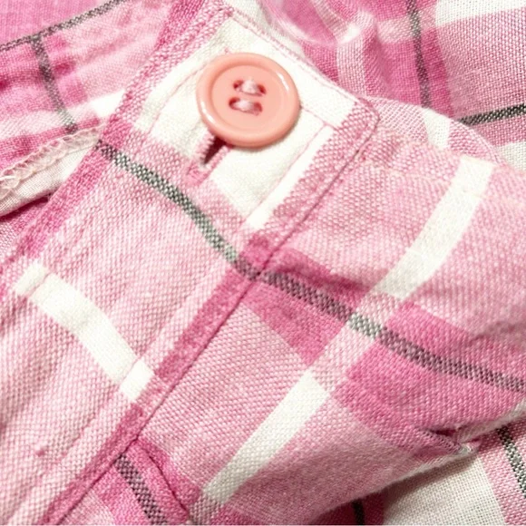 Vintage Chaus Petites Plaid Pleated Midi Skirt Banded Waist Side Button 🩷🤍🖤 - Picture 7 of 9